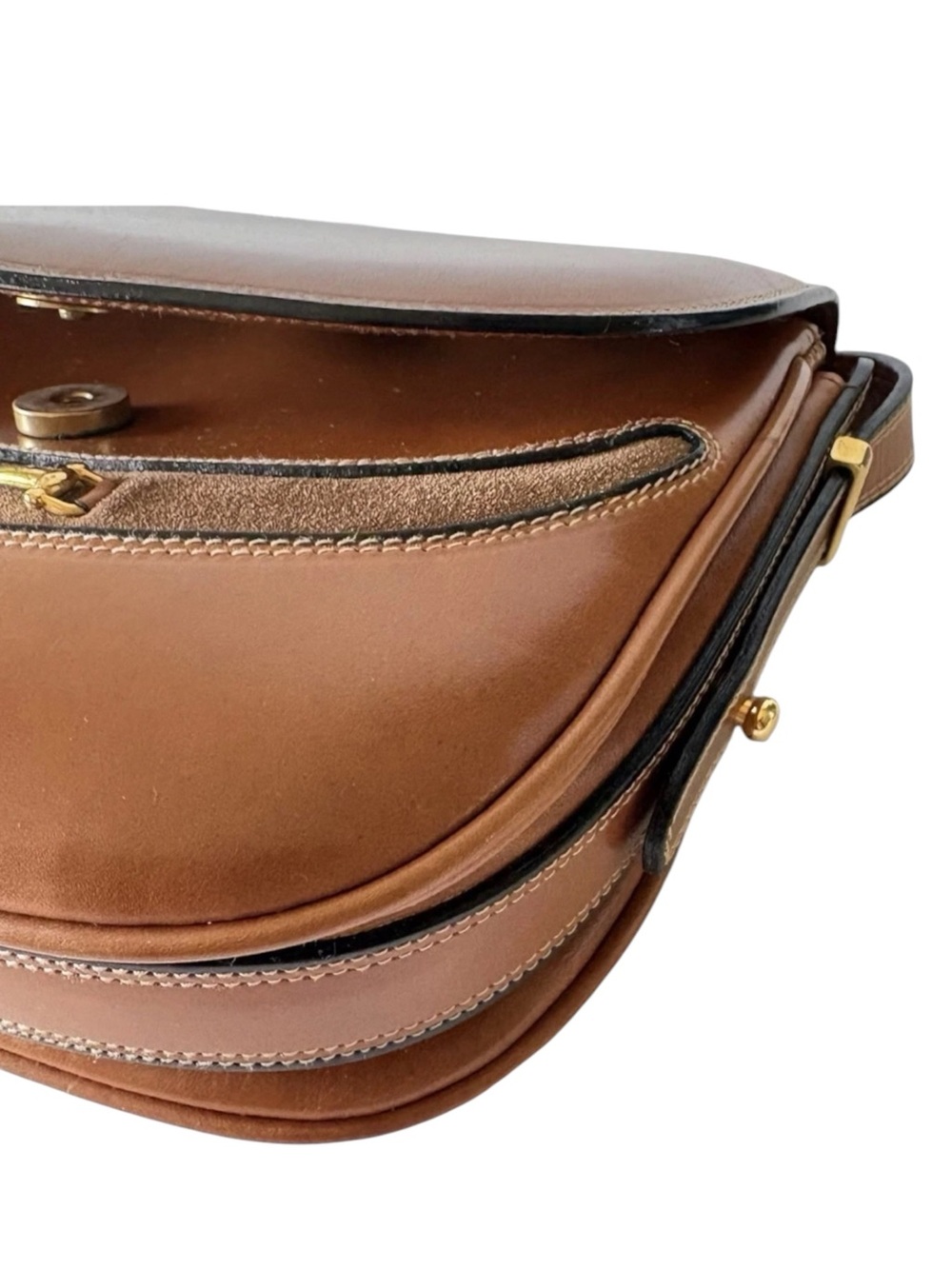 Vintage Bally Switzerland Brown Leather Horsebit Saddle Crossbody Bag - Picture 8 of 16